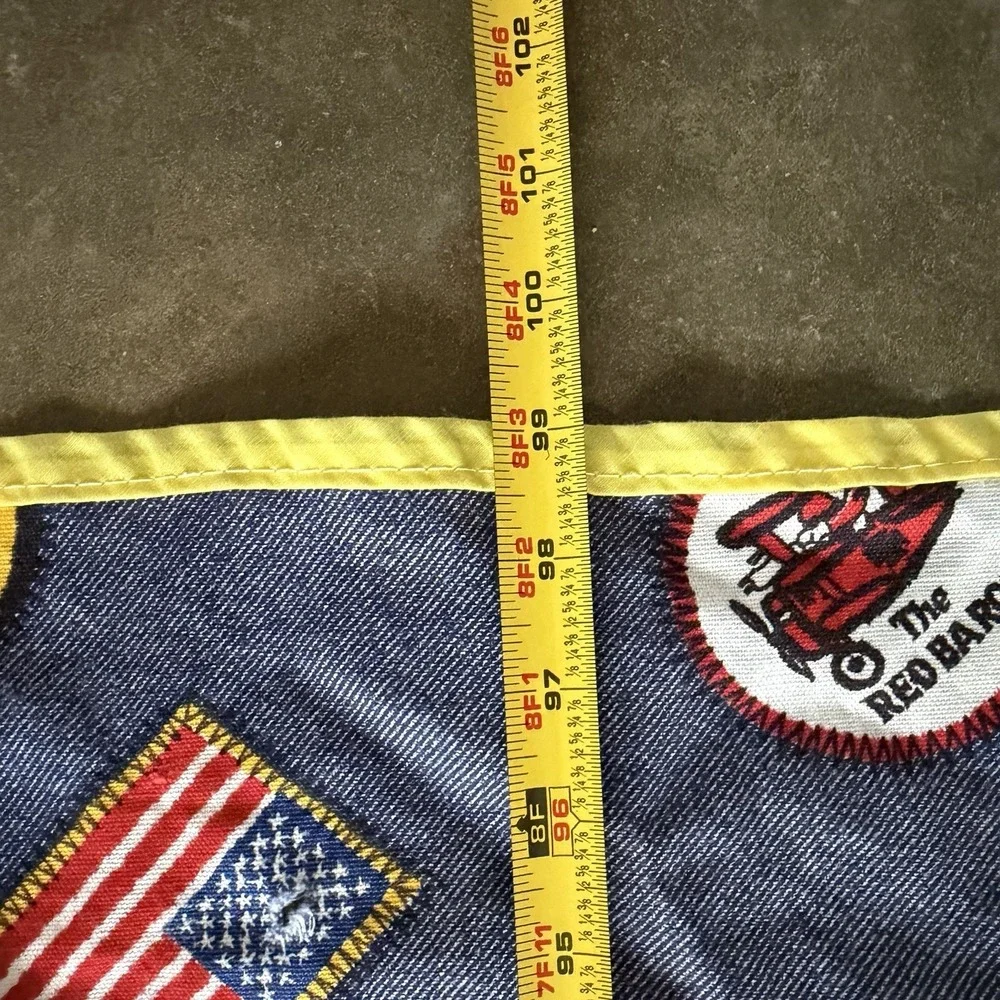 Vtg 1960's Patch Logo Denim‎ Look Twin Bedspread STP Roadrunner Red Baron Smiley